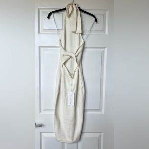 COPY - Cream high neck halter dress